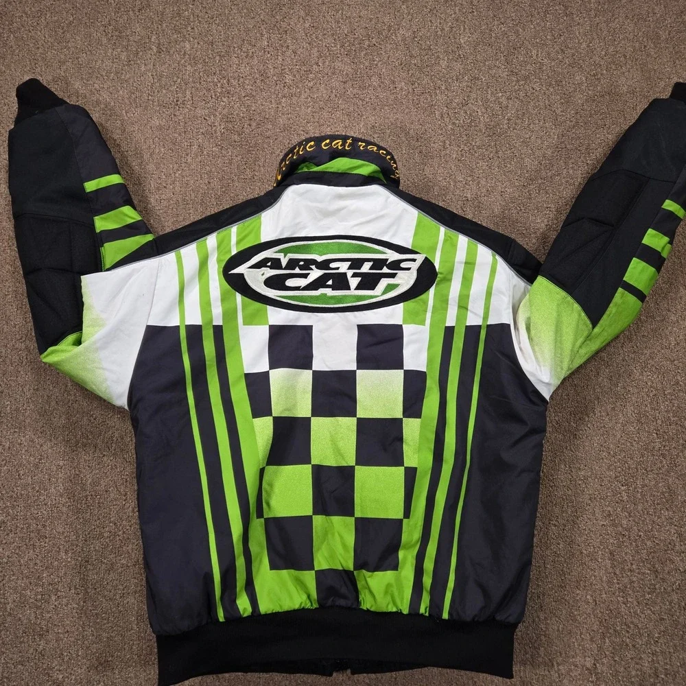 Vintage Arctic‎ Cat Vaporblast Jacket Mens Medium Green Checkered Thinsulate Zip